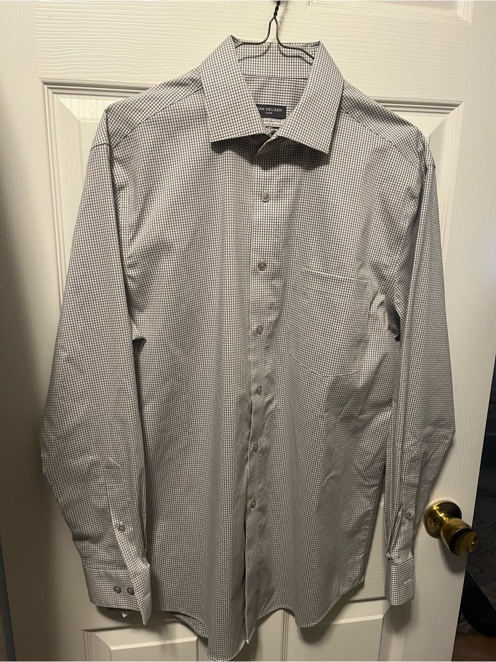 Van Heusen Men's Gray and White Micro-Check Dress Shirt